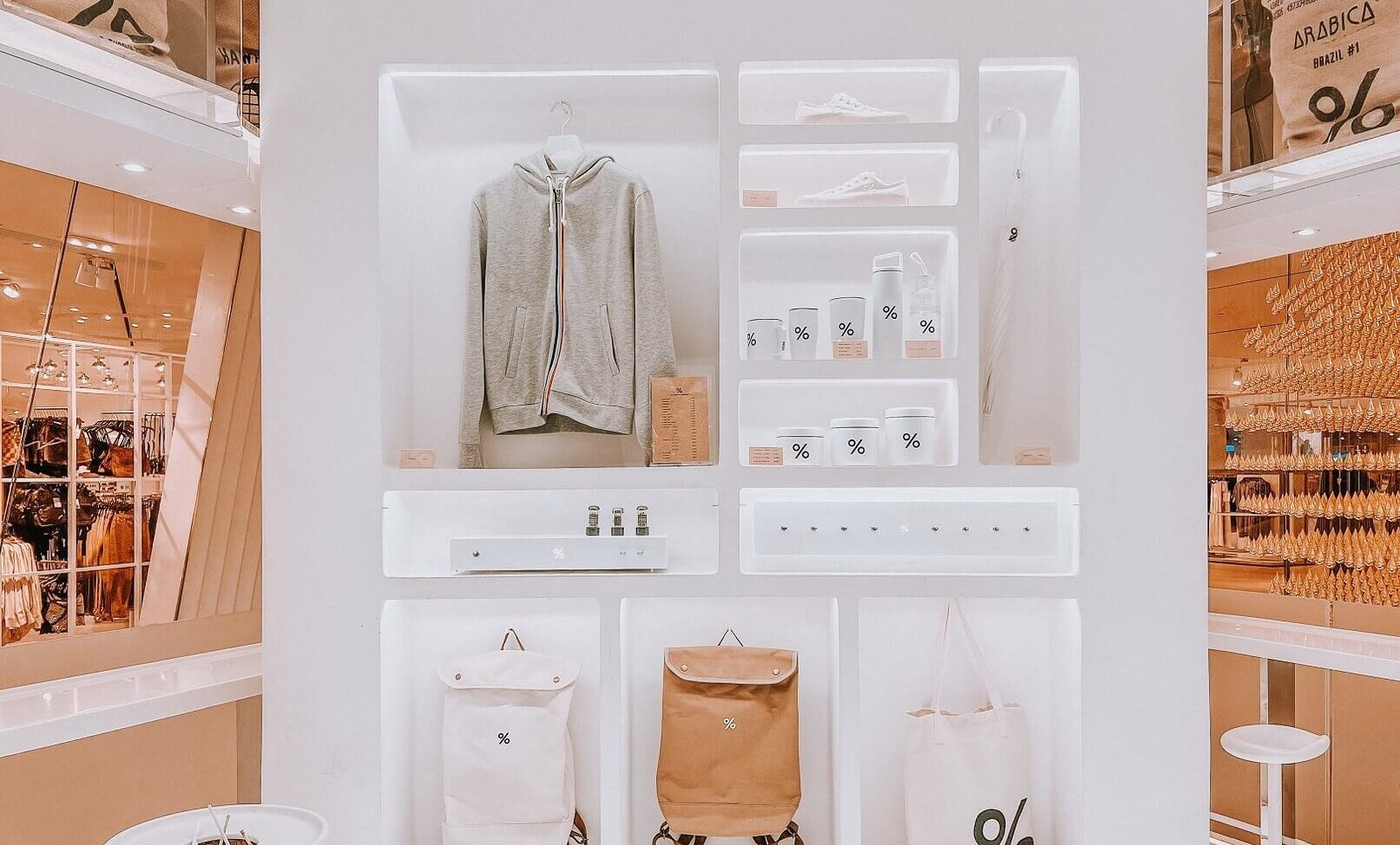 From brick-and-mortar to online: transitioning to retail ecommerce. merchandise in modern minimal futuristic cafe 8jnzzen